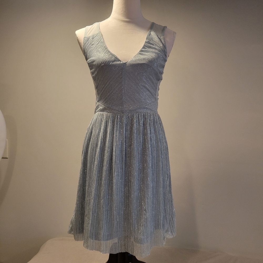 Miss Selfridge Blue Glittery Mini Dress Size US 4